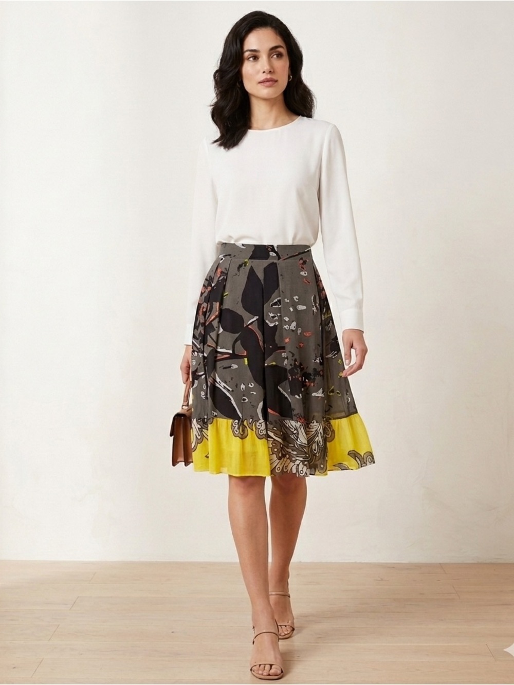 NWT Petit Pois by Viviana G Abstract Mesh Neon Colorblock Midi Skirt XL